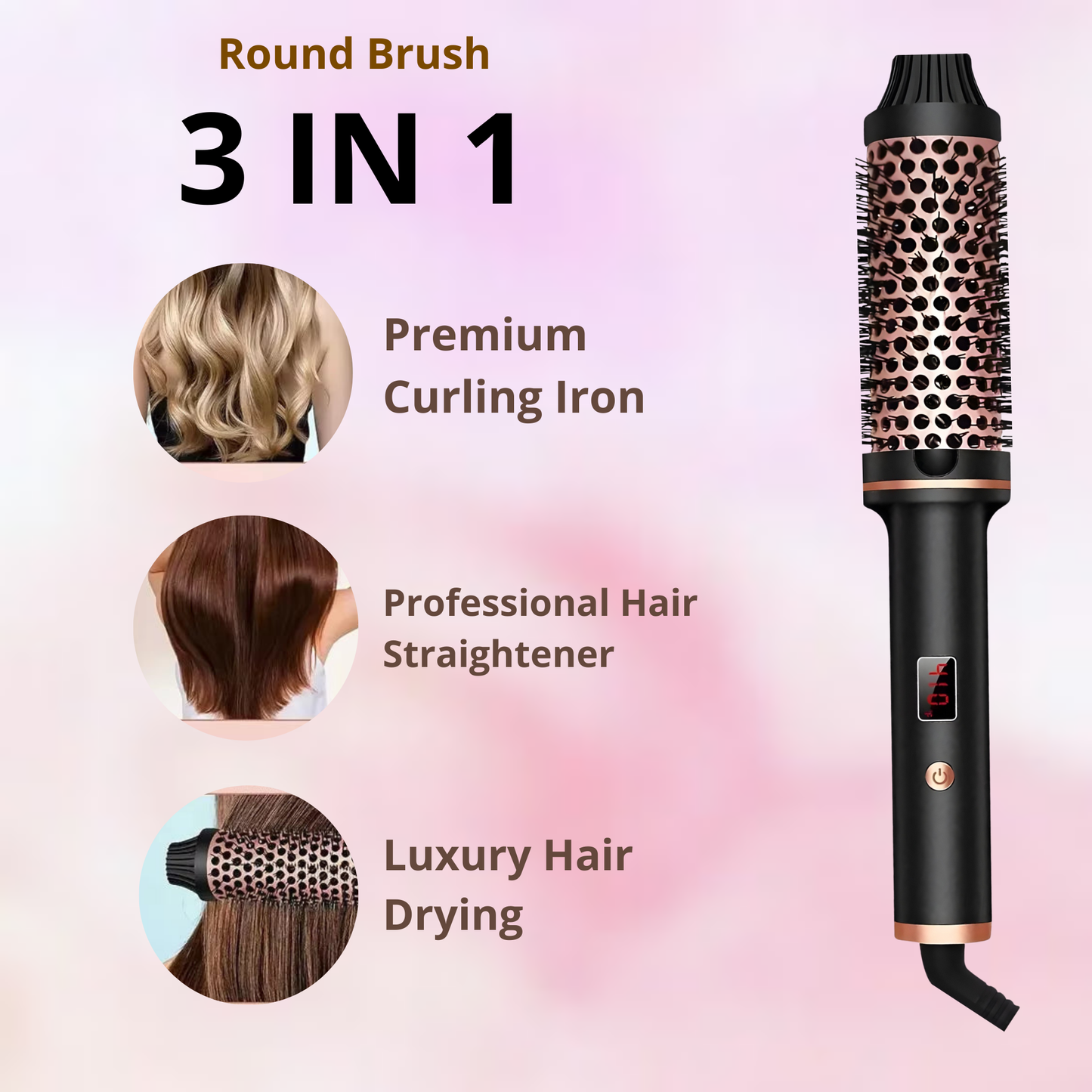 3-in-1 Hair Tool — Curl, Straighten & Volumize Instantly